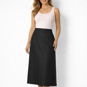 Talbots Black Linen Pencil Skirt Womens 10 Midi Classic Office NWT Minimalist